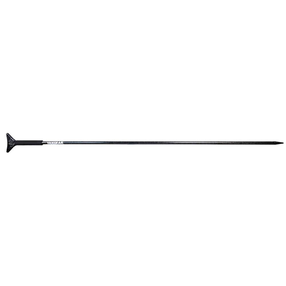 YakGear YakStick 6.5' black floating stake-out anchor stick with a mudfoot, featuring a pointed tip and ergonomic handle.