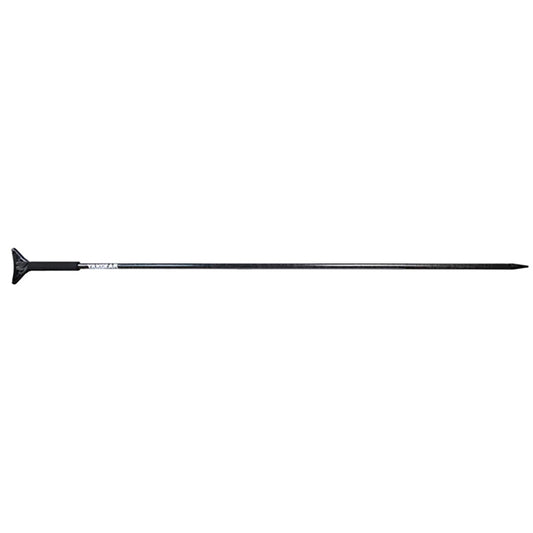 YakGear YakStick 6.5' black floating stake-out anchor stick with a mudfoot, featuring a pointed tip and ergonomic handle.