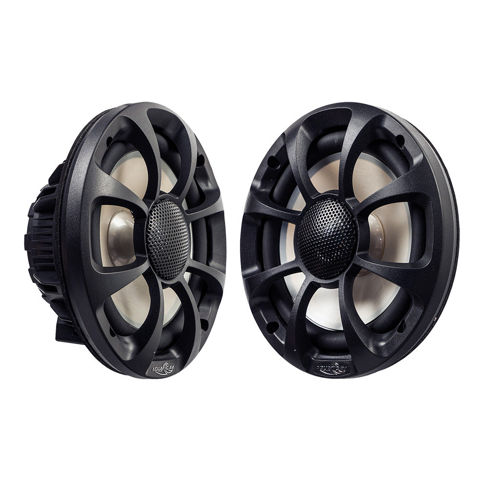 Aquatic AV PRO Sport 6.5" RGB Speakers in black, featuring a sleek design with a mesh center and stylish spokes.