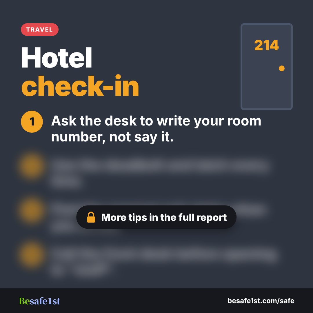 Hotel check-in safety tip preview from the 35 Anti-Crime Report