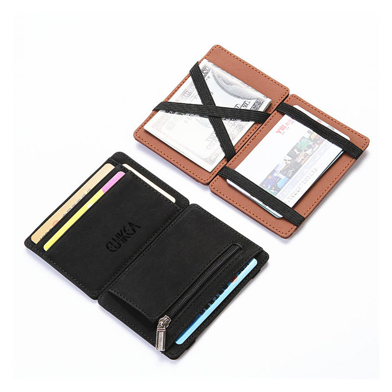 4 Card Slots Ultra-Thin Bi-Fold Magic Wallet Block RF with Zipper - Besafe1st®  