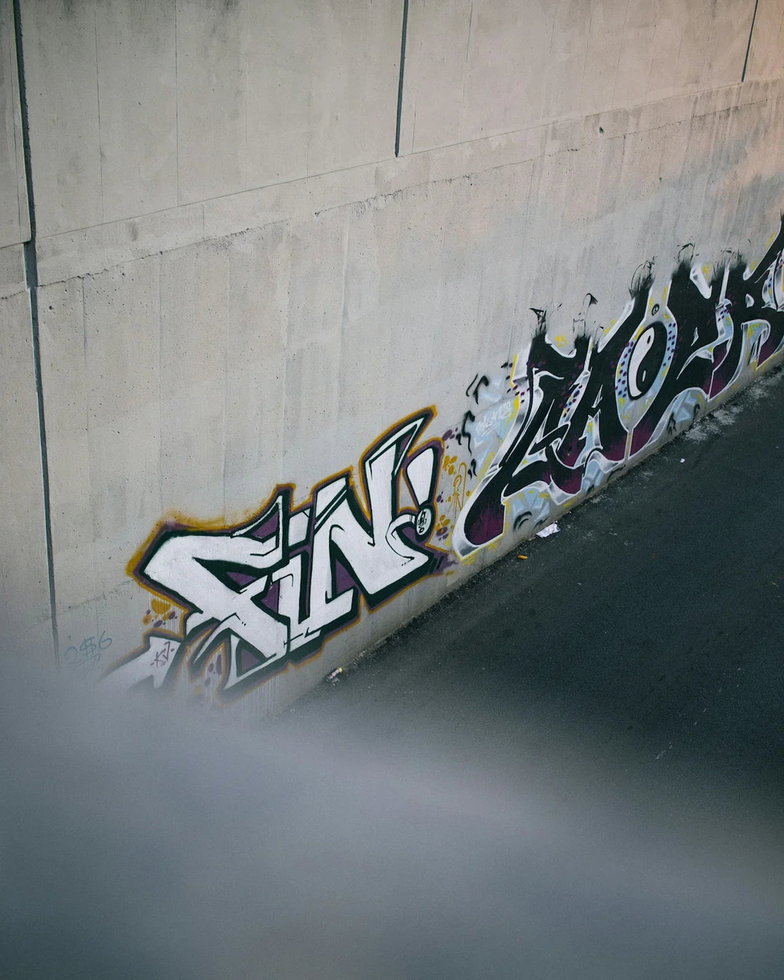 black blue and white graffiti