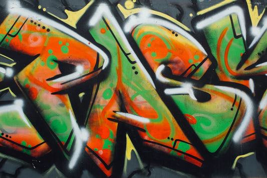 orange green and black graffiti