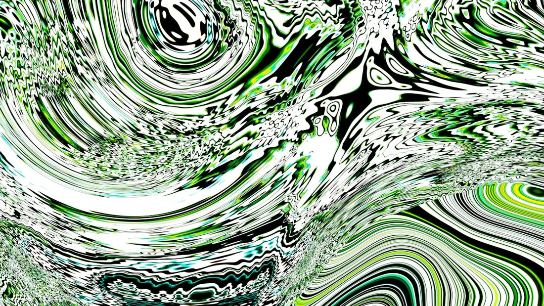 Abstract swirling patterns of green and white