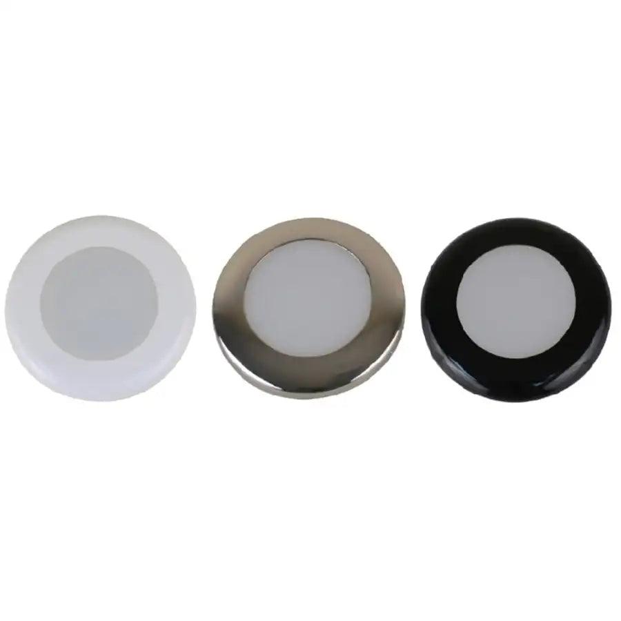 Scandvik A3C Downlight Kit - Warm White w/SS, White, Black Trim Rings [41290P] - Besafe1st® 