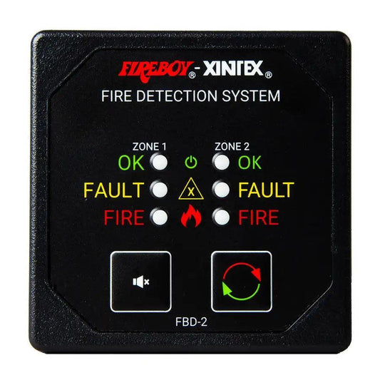 Fireboy-Xintex Two Zone Detection Alarm Panel - 2-5/8" Display - 12/24V DC [FBD-2-R] - Besafe1st