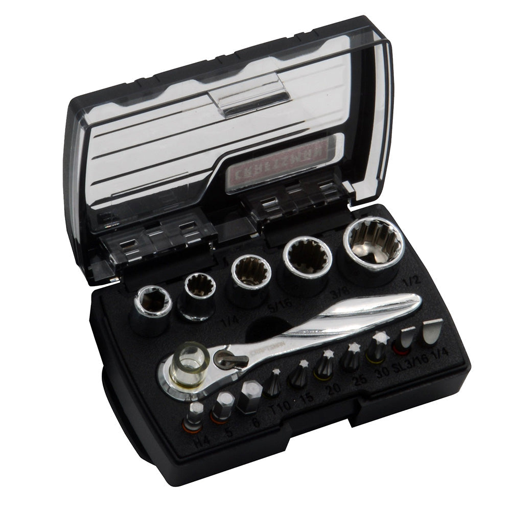 CRAFTSMAN 16-Piece Mini Ratchet  Socket Set - 1/4" Drive Ratchet [99880] - Premium Accessories  Shop now 