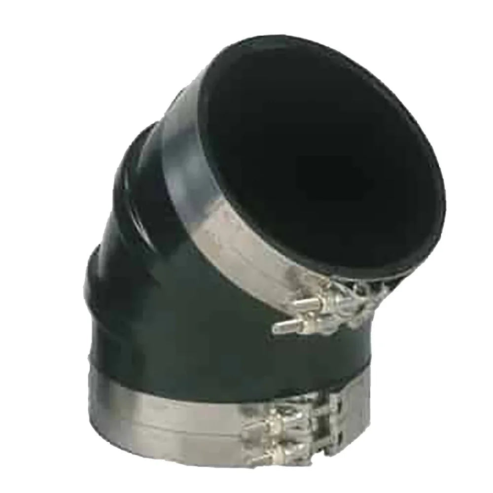 Trident Marine 3-1/2" ID 45-Degree EPDM Black Rubber Molded Wet Exhaust Elbow w/4 T-Bolt Clamps [TRL-3545-S/S] Trident Marine