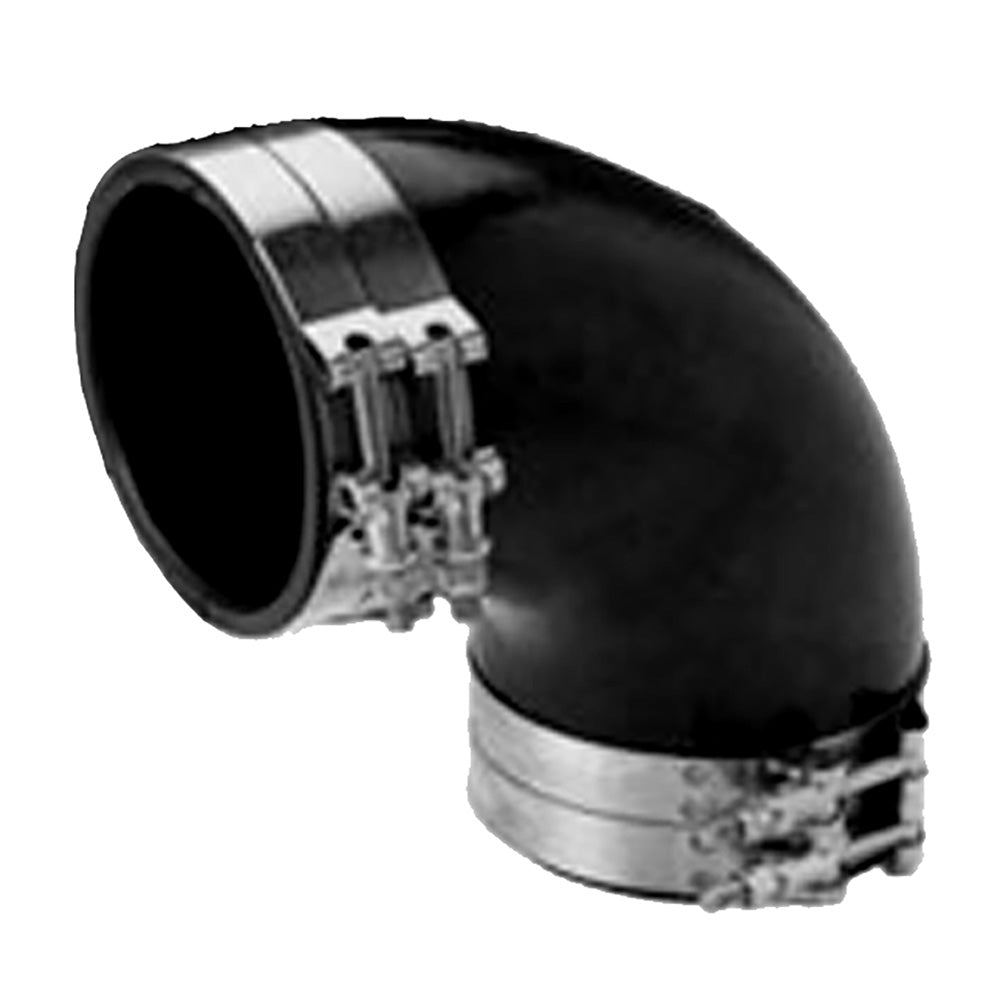 Trident Marine 6" ID 90-Degree EPDM Black Rubber Molded Wet Exhaust Elbow w/4 T-Bolt Clamps [TRL-690-S/S] - Besafe1st