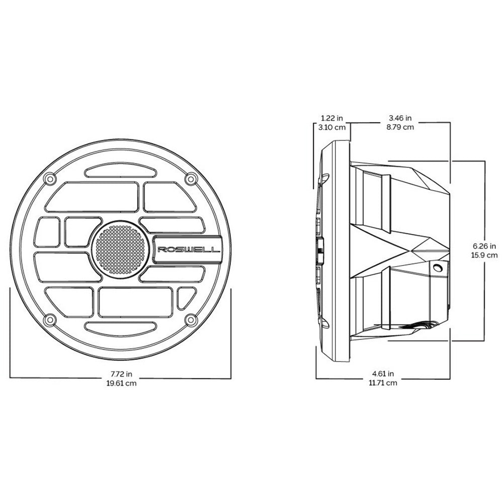 Roswell R Series 6.5 Marine Speakers - Anthracite Grille - 60W RMS  120W Peak Power [C920-1902] - Premium Speakers Besafe1st Shop now 