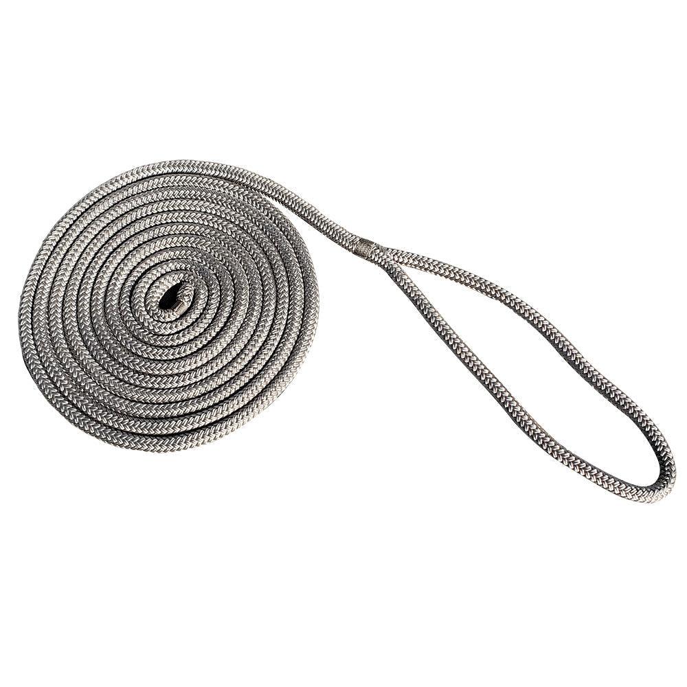 New England Rope 3/8" x 15 Nylon Double Braid Dock Line - Grey [5058-12-00015] - Besafe1st