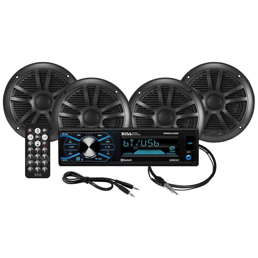 Boss Audio MCBK634B.64 Kit w/MR634UAB, 4 MR6B Speakers, MRANT10 Antenna [MCBK634B.64] - Besafe1st® 