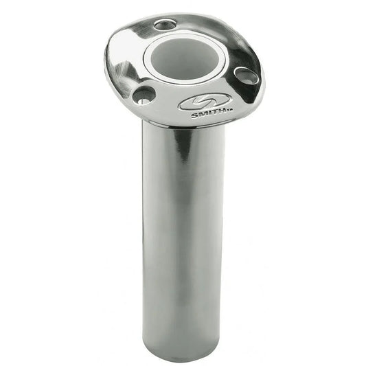 C.E. Smith Flush Mount Rod Holder - 0 Degree 9" Depth - Stainless Steel - Cast Bottom - White Vinyl Liner [53670CA] - Besafe1st
