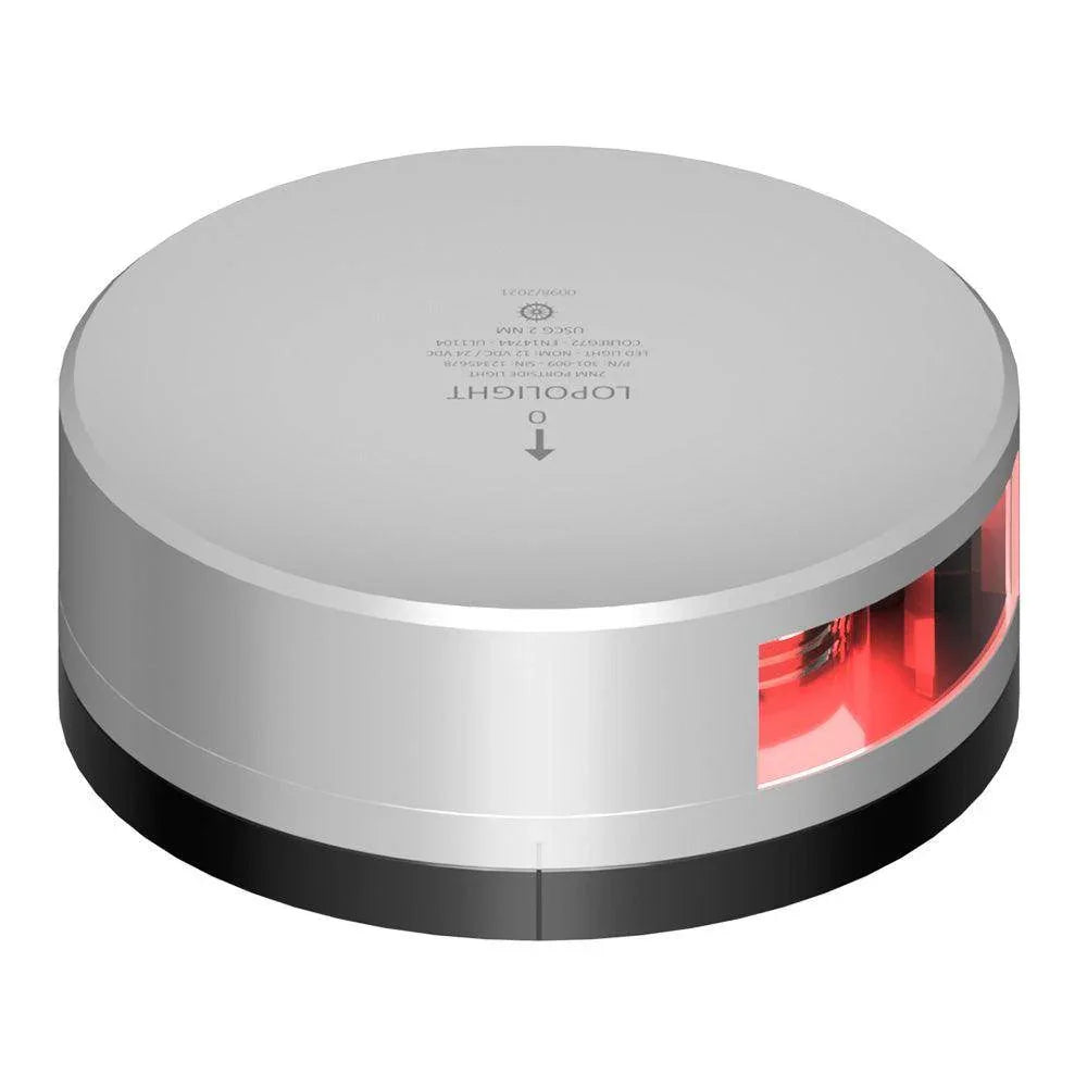 Lopolight Red Port Light - 2NM - Silver Housing w/FB Base [301-009-FB] Lopolight