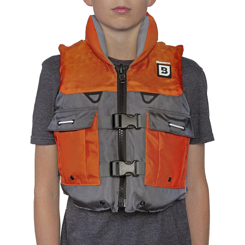 Bluestorm Classic Youth Fishing Life Jacket - Optic Orange [BS-365-ORG-Y] - Besafe1st® 