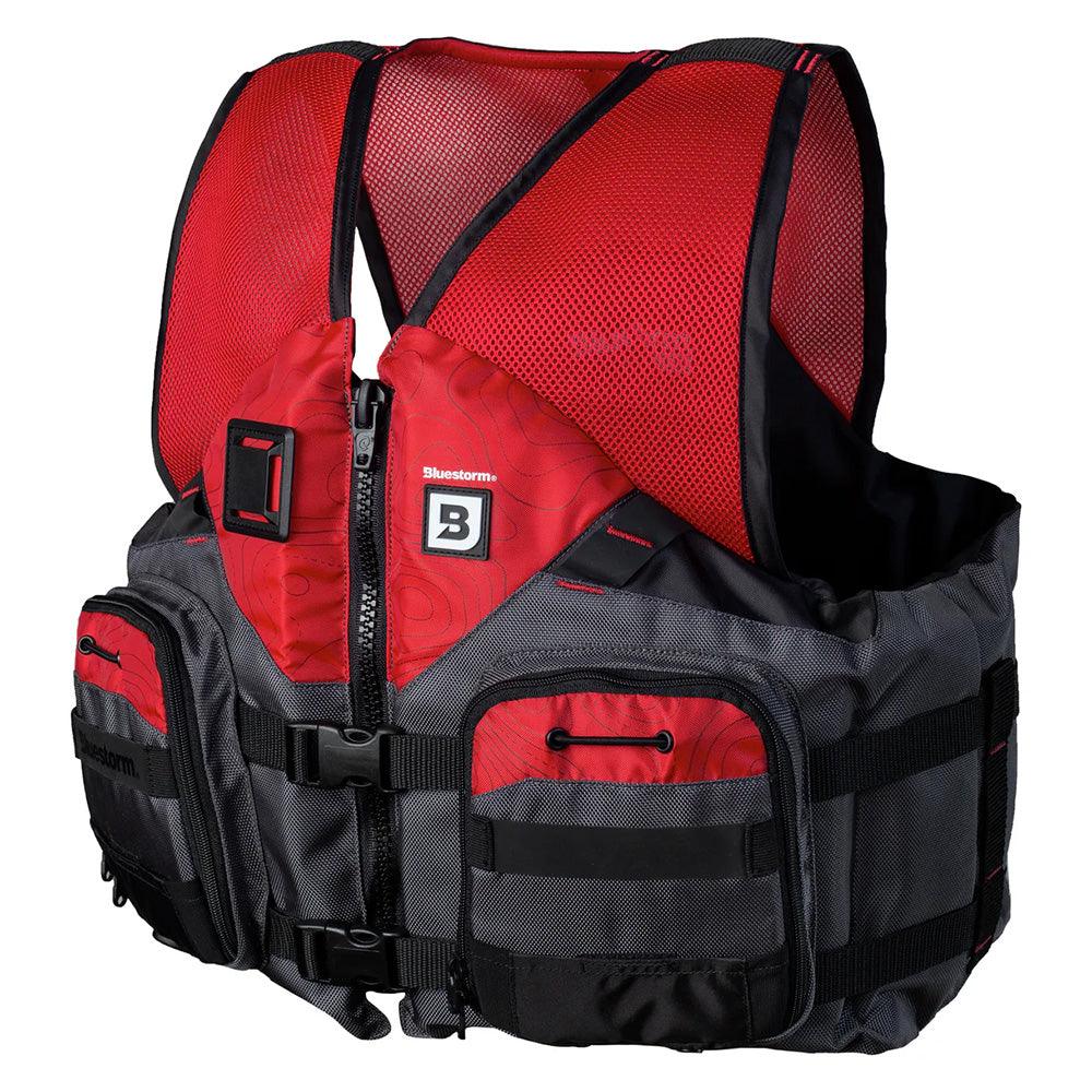 Bluestorm Sportsman Adult Mesh Fishing Life Jacket - Nitro Red - L/XL [BS-105-FDC-L/XL] - Besafe1st® 