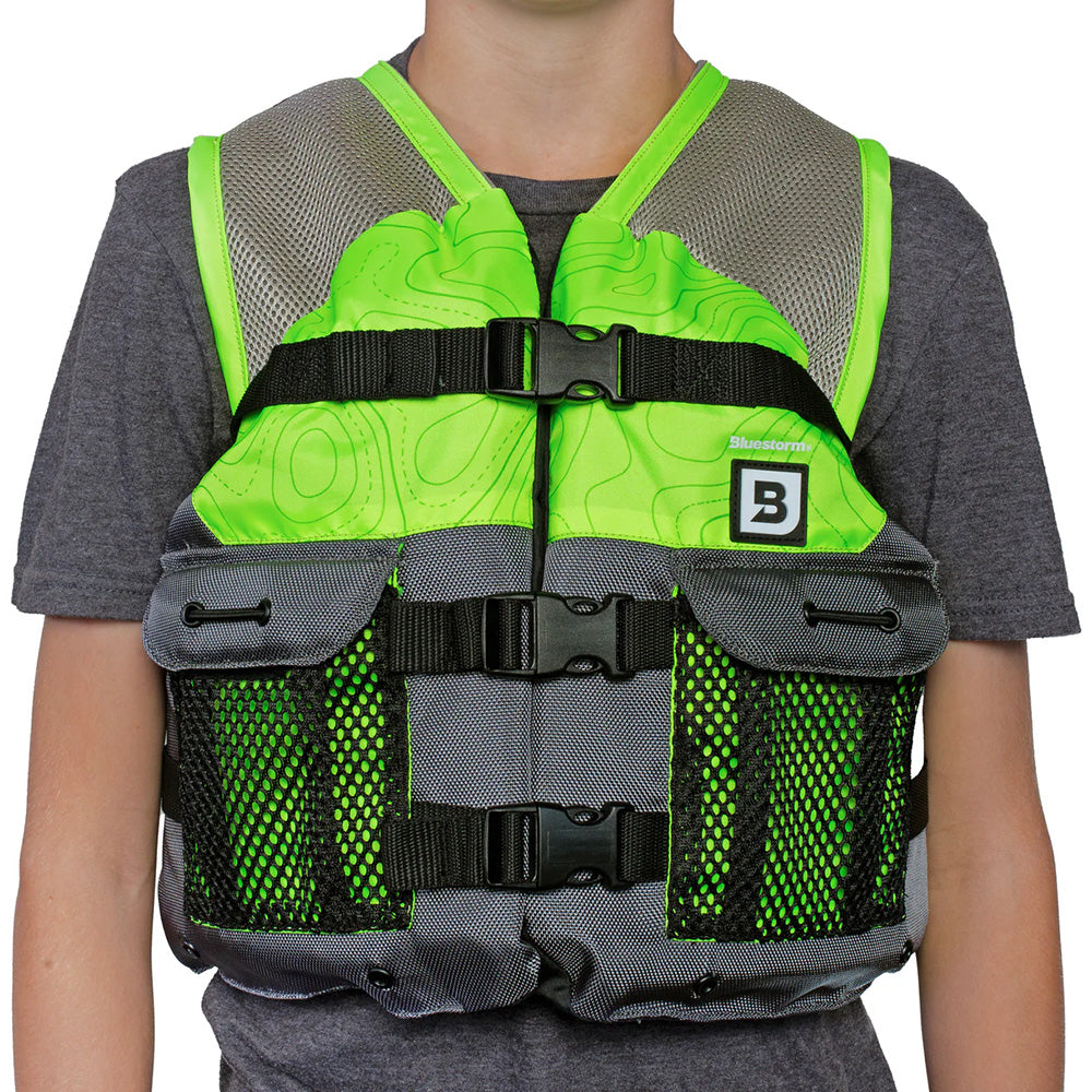 Bluestorm Sportsman Youth Mesh Fishing Life Jacket - Hi-Vis [BS-105-HVS-Y] - Besafe1st® 