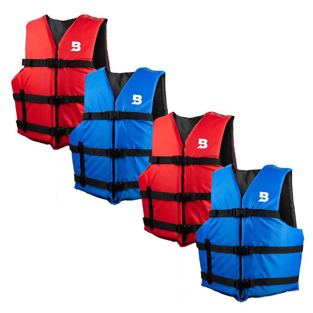 Type III General Boating Adult Universal Foam Life Jacket - Blue/Red *4-Pack [BS-165-B/R-4] - Besafe1st® 