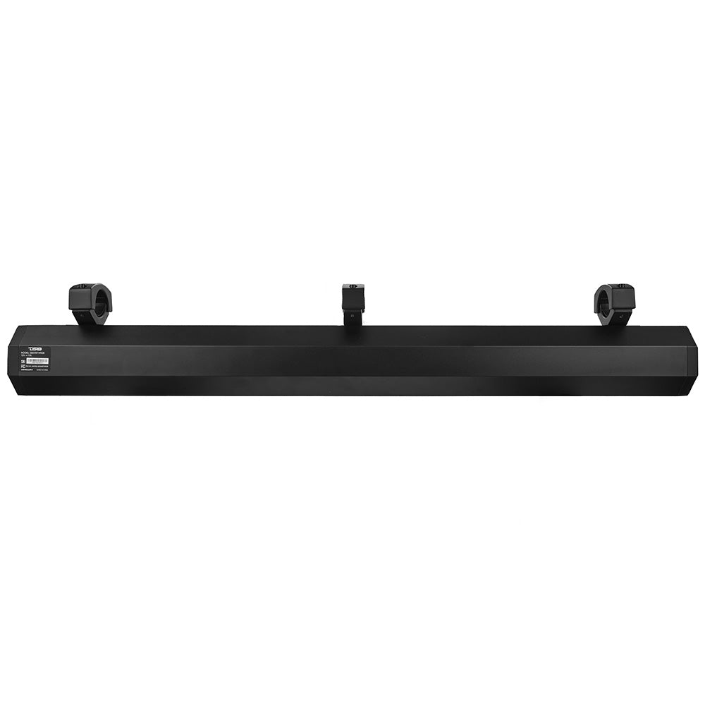 DS18 37" Marine Amplified Sound Bar with Bluetooth, 1200W, 10 speaker system, featuring RGB LED lights and mounting brackets.