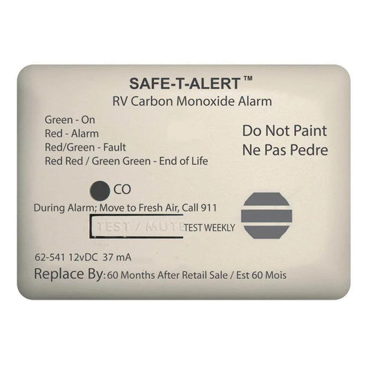 Safe-T-Alert 62 Series Carbon Monoxide Alarm - 12V - RV Surface Mount - White [62-541-WT] - Besafe1st
