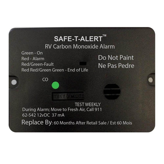Safe-T-Alert 62 Series Carbon Monoxide Alarm - 12V - RV Flush Mount - Black [62-542-BL] Safe-T-Alert
