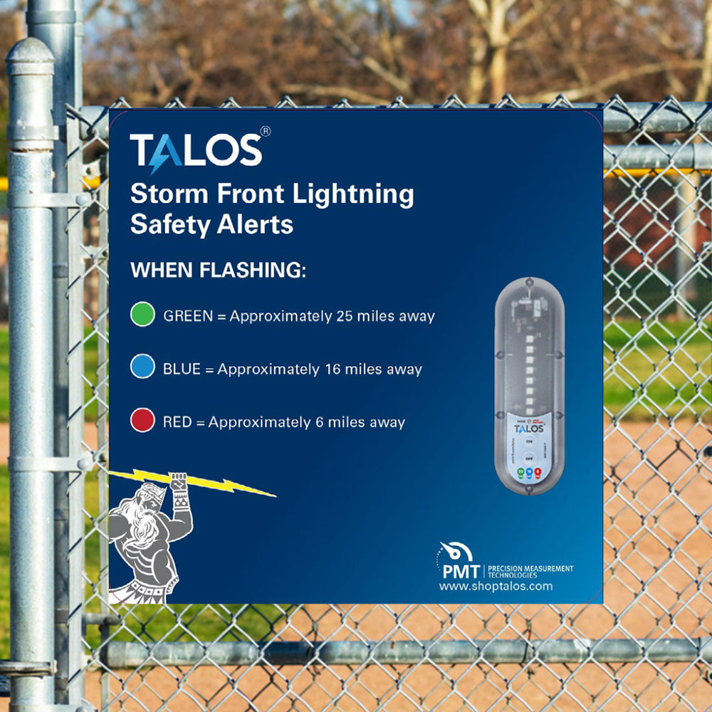TALOS Standard Lightning Detector w/14"x14" Safety Information Sign [SFD-1414P-MTB] - Besafe1st