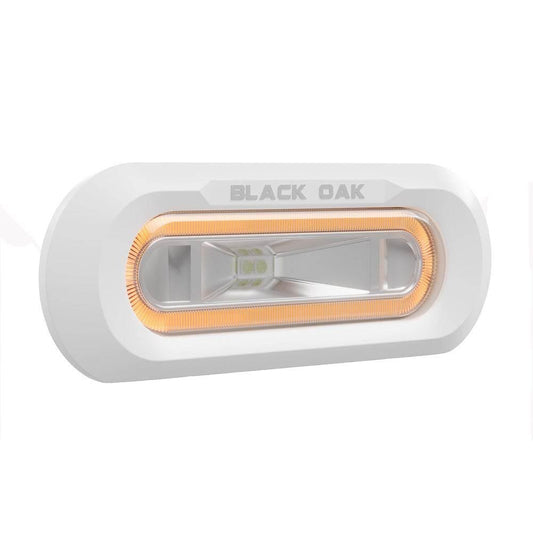 Black Oak Low Pro Marine Spreader Light - Flush Mount - White Housing - Amber LED [MLPS-FA] Black Oak LED