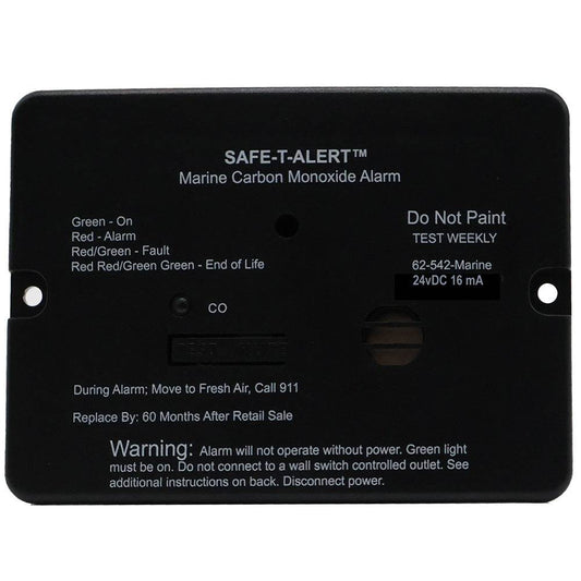 Safe-T-Alert 62 Series Marine Carbon Monoxide Alarm - 24V Flush Mount - Black [62-542-BL-MARINE-24V] - Besafe1st