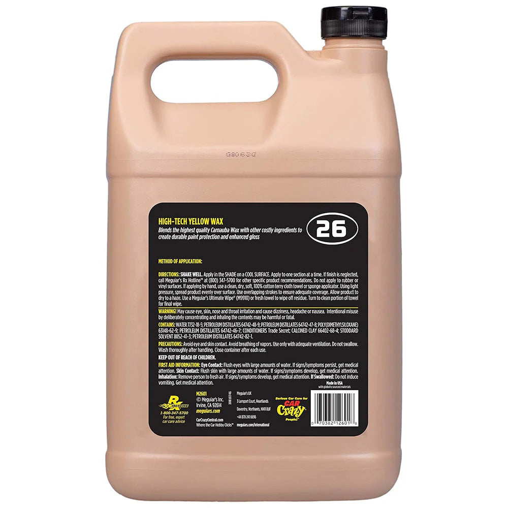 Meguiar's Professional Hi-Tech Yellow Liquid Wax - 1 Gallon [M2601] - Besafe1st