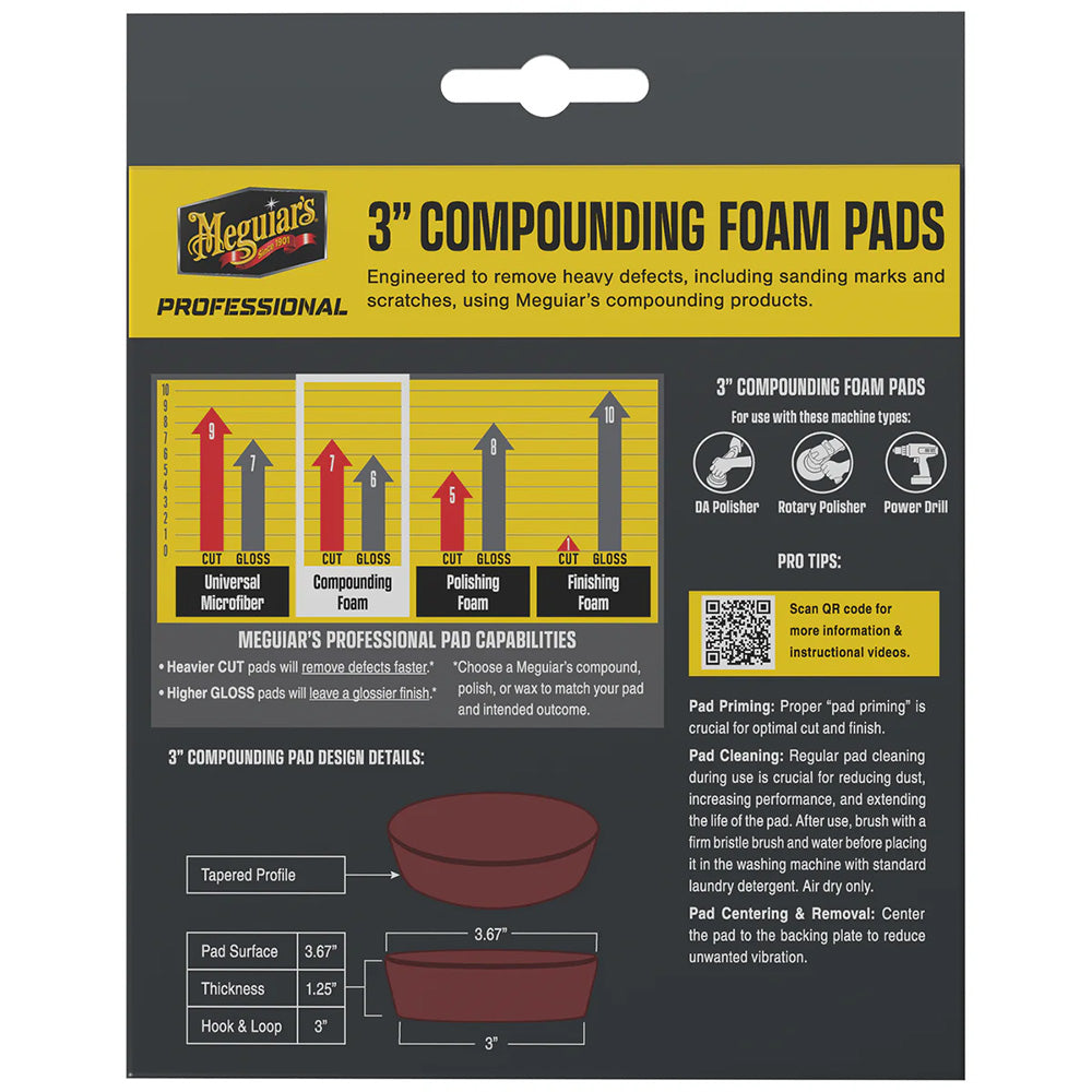 Meguiar's Professional 3" Compound Foam Pads *3-Pack [M3CFP3] Meguiar's