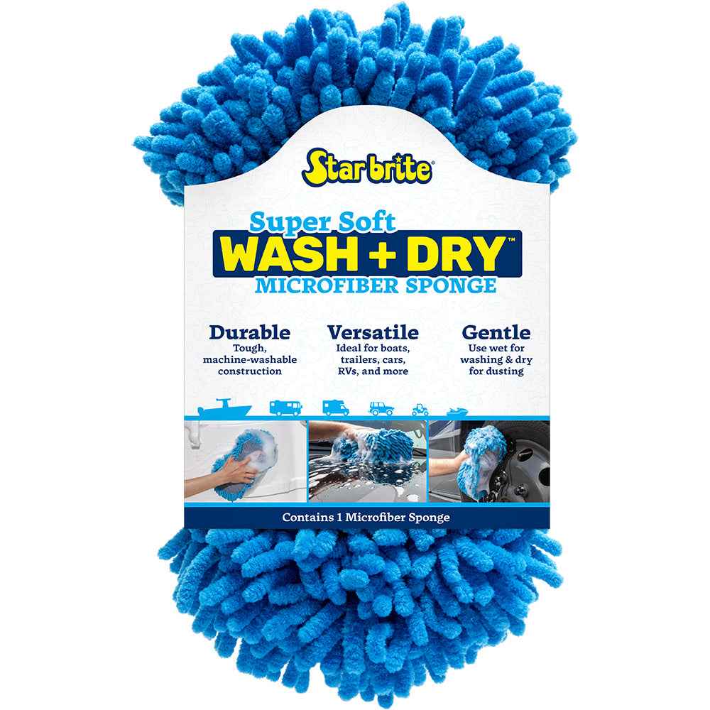 Star brite Microfiber Reggae Sponge - Blue, Dual-Sided Scrubbing  Dusting [40078] Star brite