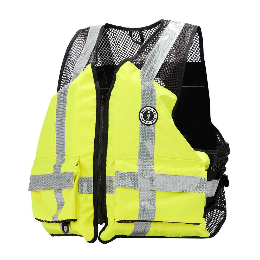 Mustang Industrial Mesh Vest - Hi-Vis Fluorescent Yellow Green - 4XL/5XL [MV1254T3-239-4XL/5XL-279] Mustang Survival
