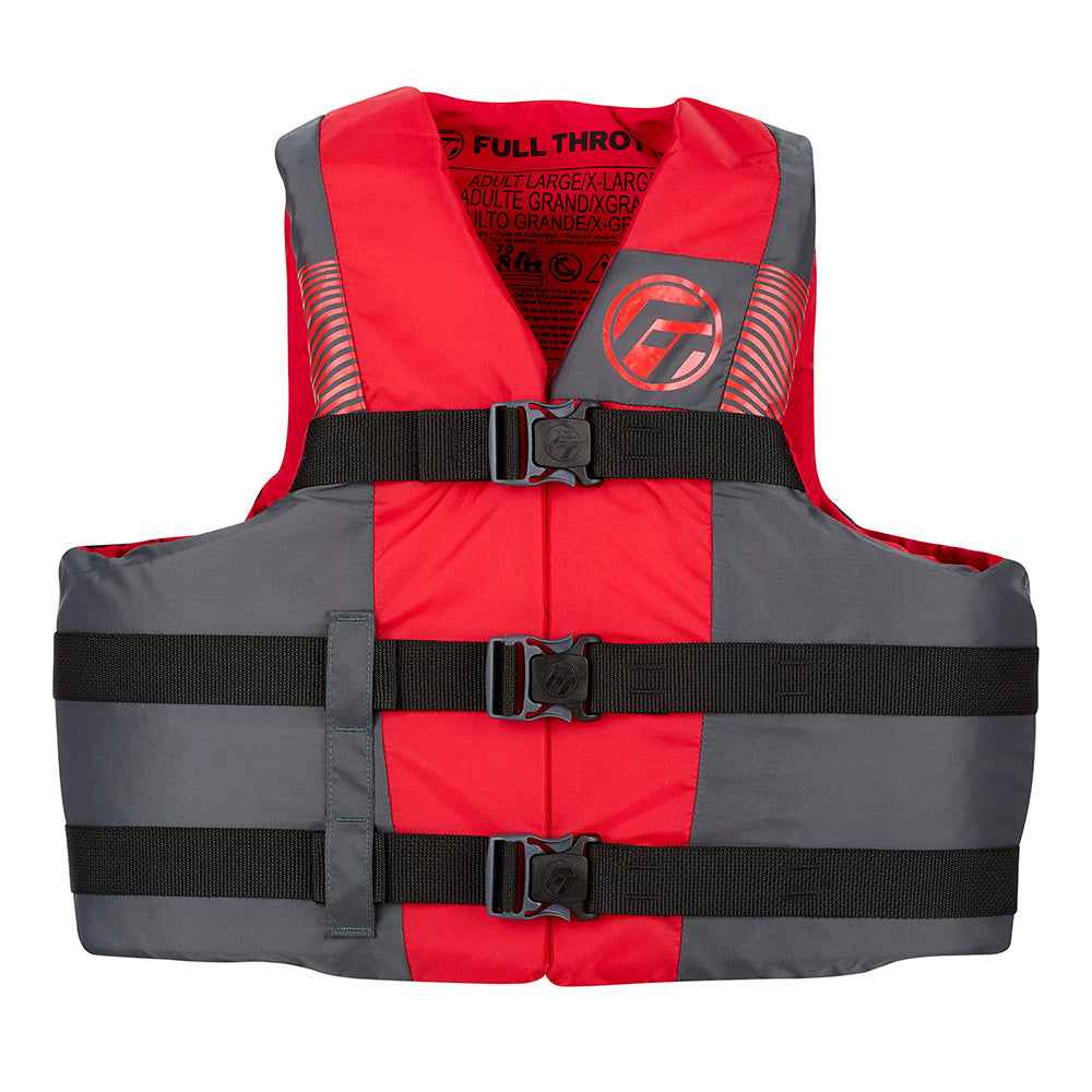 Full Throttle Adult Nylon Life Jacket - 4X/7X - Black/Red [112200-100-110-26] Full Throttle