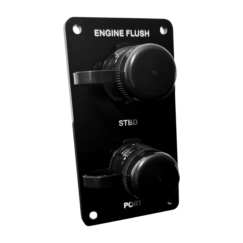 Flushmaster Vertical Dual Outlet Flush Port Reroute - Black Acrylic - 3/8" Barb [SM-QCR2BV38] Flushmaster