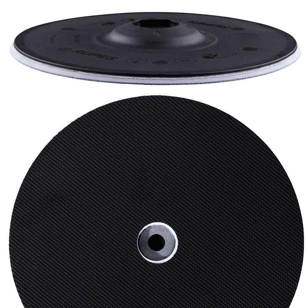 RUPES PrecisionPro Backing Plate 150mm/6" with Velcro, featuring an M8 bolt shroud and lubricant for polishing applications.