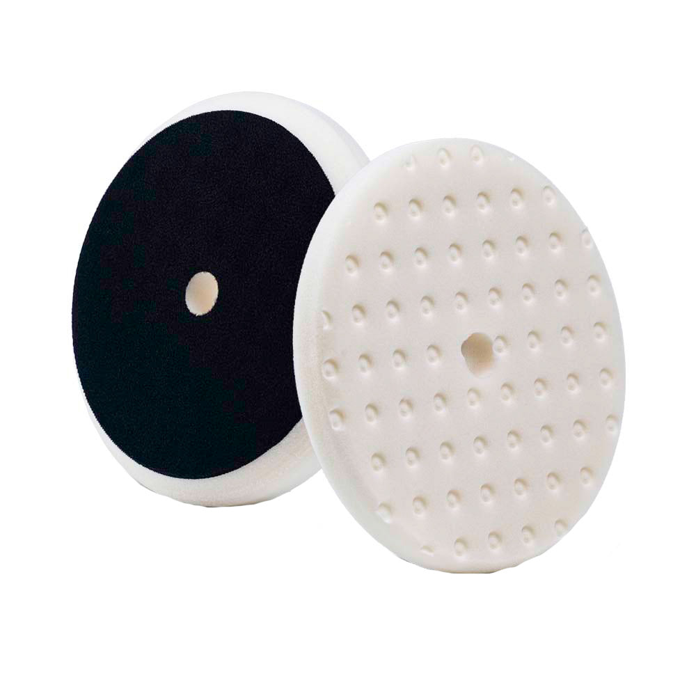 Lake Country Soft White Foam Polishing Pad with CCS Technology, 8" x 1.25", featuring a smooth white surface and textured bac
