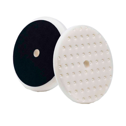 Lake Country Soft White Foam Polishing Pad with CCS Technology, 8" x 1.25", featuring a smooth white surface and textured bac