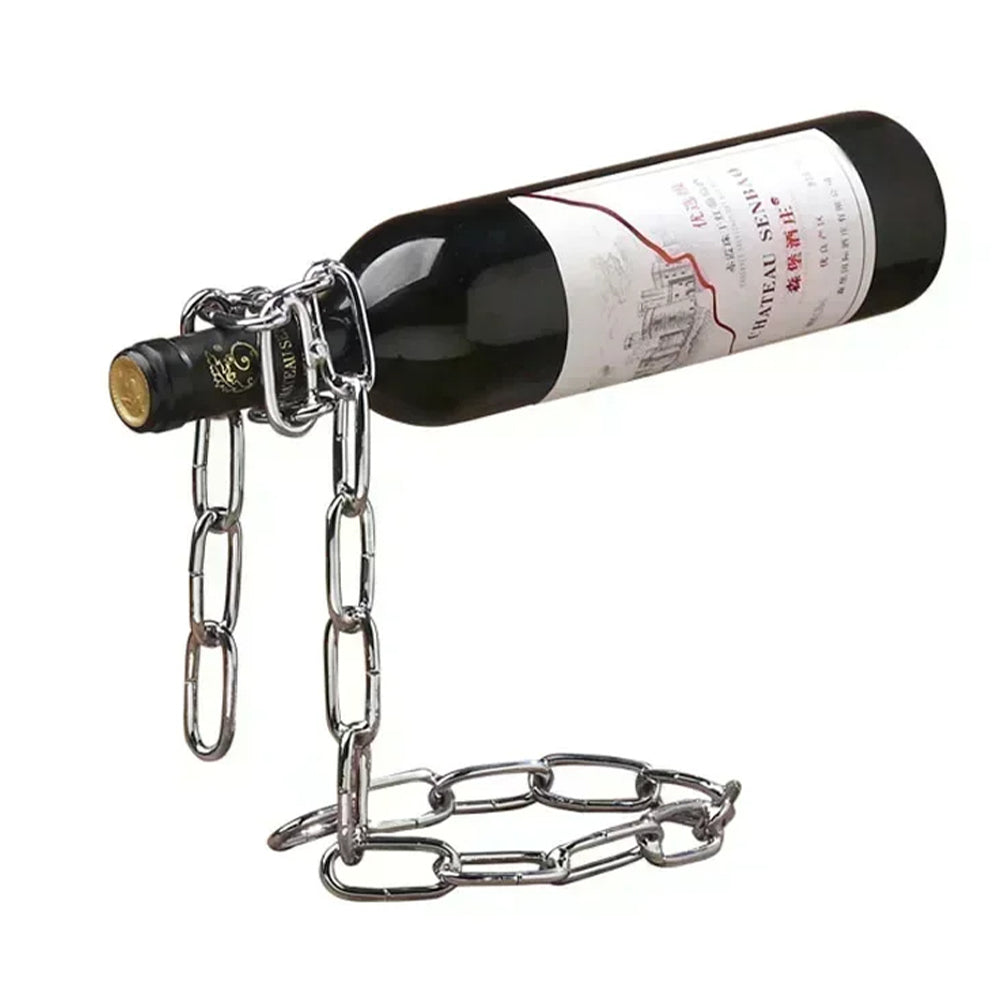 Magic Floating Wine Bottle Holder Unique Link Chain Rack for Airborne Bottle Display - Premium Wine Bottle Holder  Shop now 