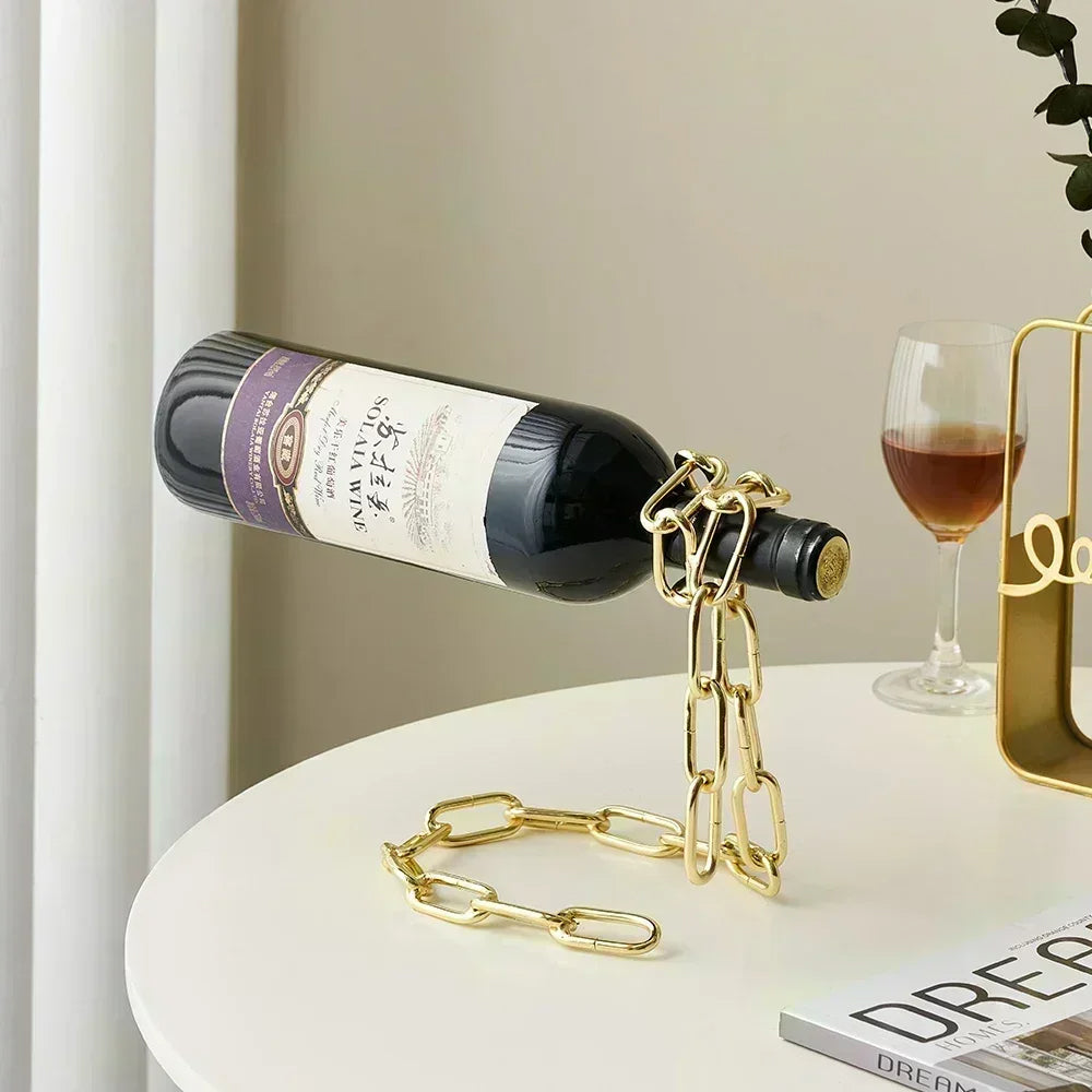 Magic Floating Wine Bottle Holder Unique Link Chain Rack for Airborne Bottle Display - Premium Wine Bottle Holder  Shop now 