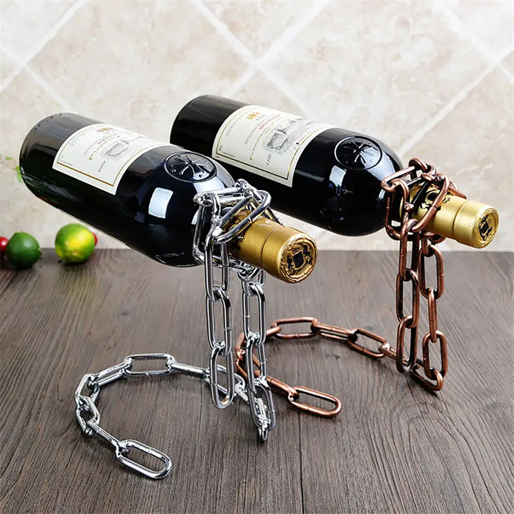 Magic Floating Wine Bottle Holder Unique Link Chain Rack for Airborne Bottle Display - Premium Wine Bottle Holder  Shop now 