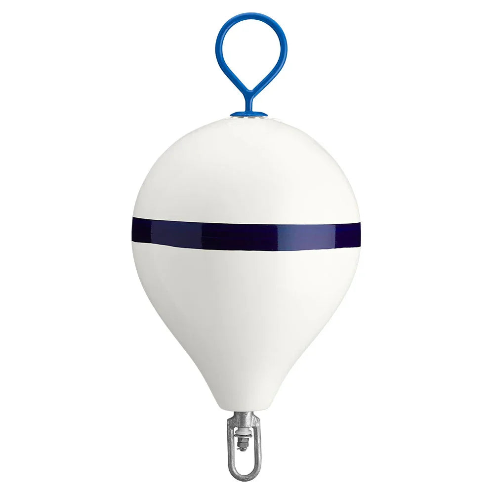 Polyform 17" CM Mooring Buoy w/Galvanized Iron - White Blue Stripe [CM-3 WHITE W/STRIP] Polyform U.S.