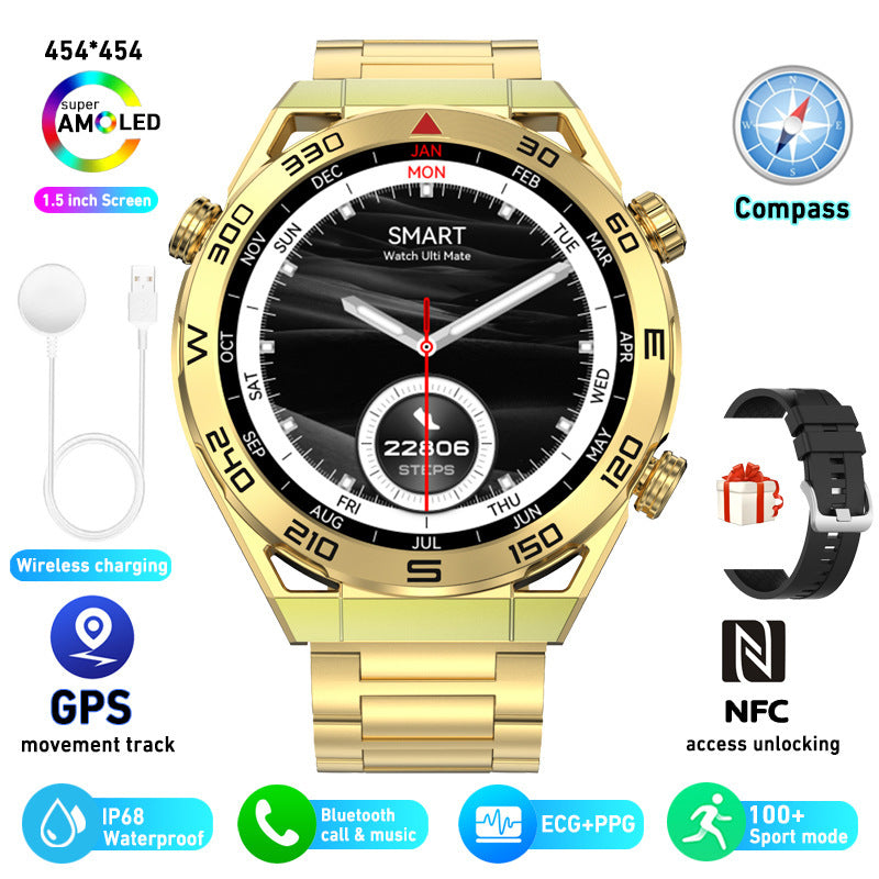 ECG PPG Bluetooth Calling Compass GPS Wireless Charger Smart Watch - Premium 0  Shop now 