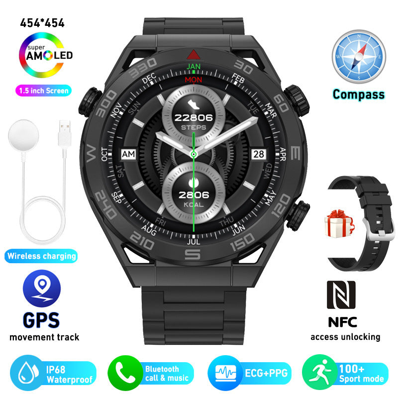 ECG PPG Bluetooth Calling Compass GPS Wireless Charger Smart Watch - Premium 0  Shop now 