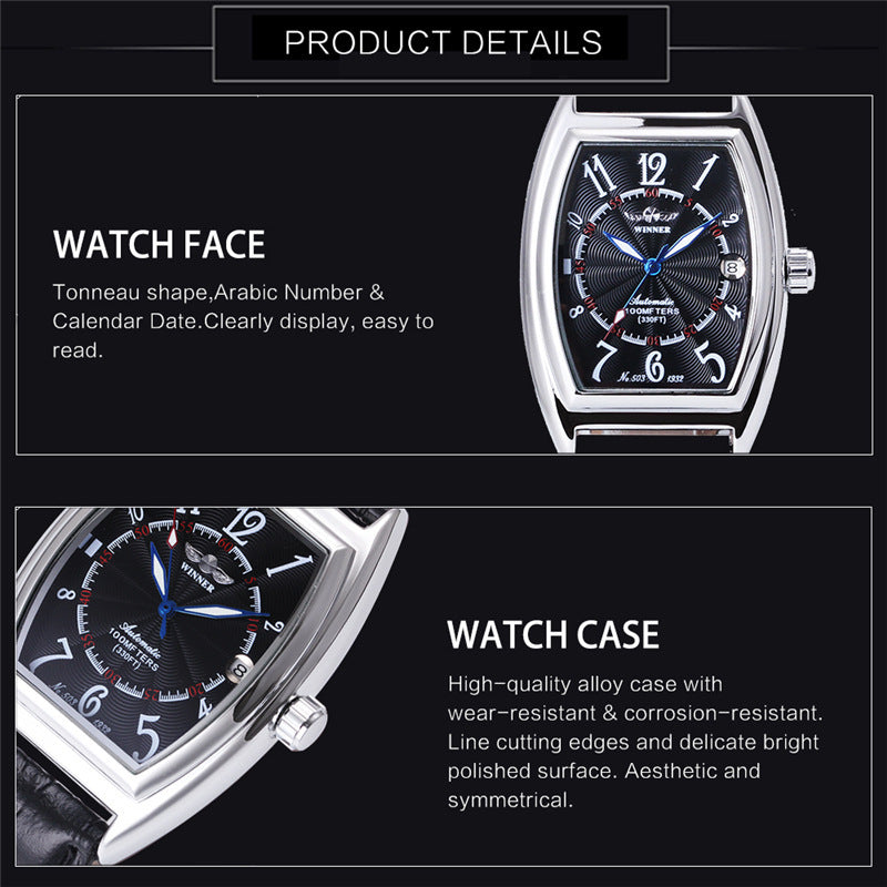 Men's Fashion Casual Barrel-shaped Automatic Mechanical Watch - Premium 0  Shop now 