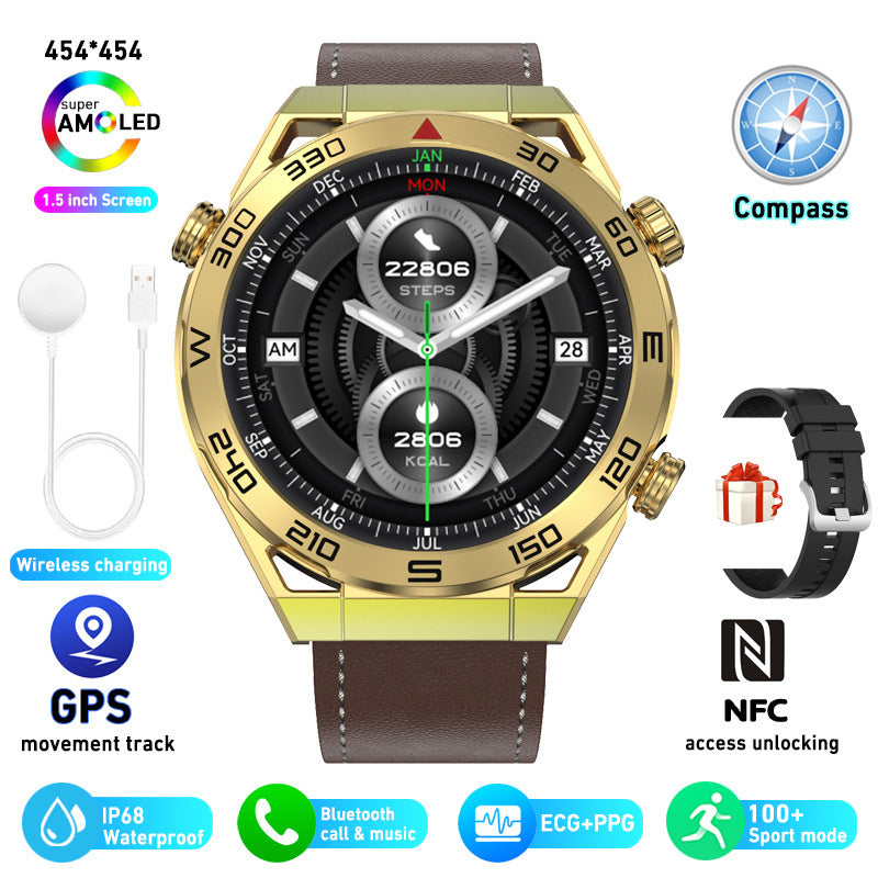 ECG PPG Bluetooth Calling Compass GPS Wireless Charger Smart Watch - Premium 0  Shop now 