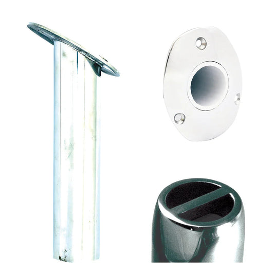Tigress Oval Head SS Gunnel Mount Rod Holder - 30 Degree - 9" [88525] Tigress