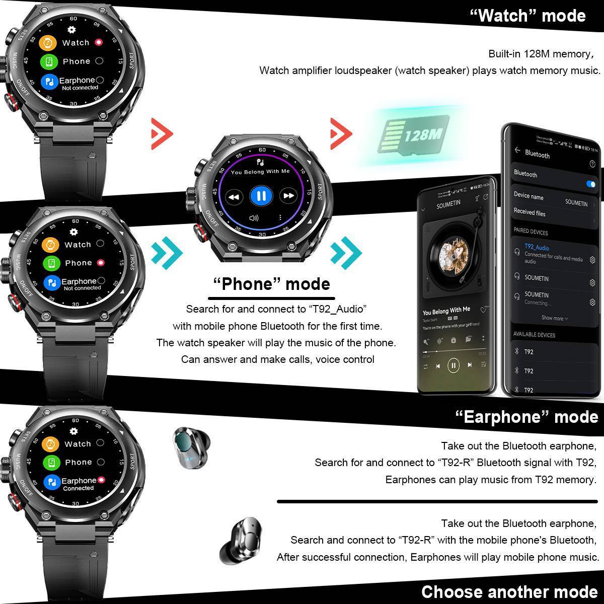 Smart Watch Bluetooth Headset Smart Sport Bracelet - Premium 0  Shop now 