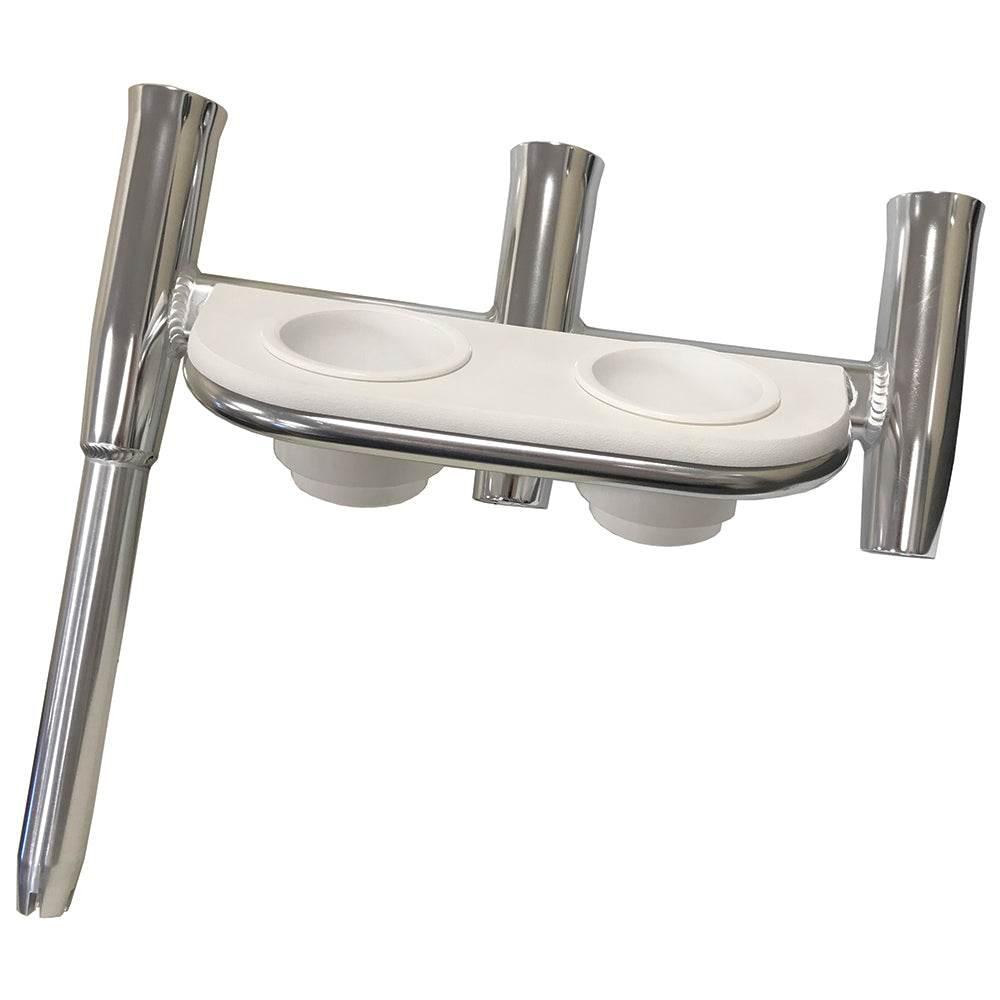 Tigress Offset Triple Rod Holder w/Cup Holders - Starboard Side - Polished Aluminum [88148-1] Tigress