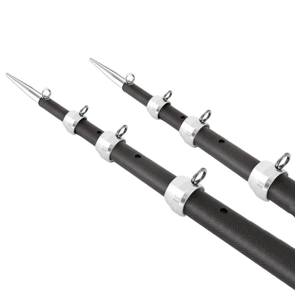 Tigress XD 3k Carbon Fiber Telescoping Outrigger Poles - 18 feet - Matte Black/ Silver - Pair [88679-1] Tigress