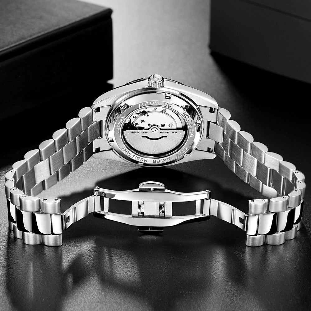 Stainless Steel Shell Automatic Mechanical Men's Sapphire Calendar Watch - Premium 0  Shop now 